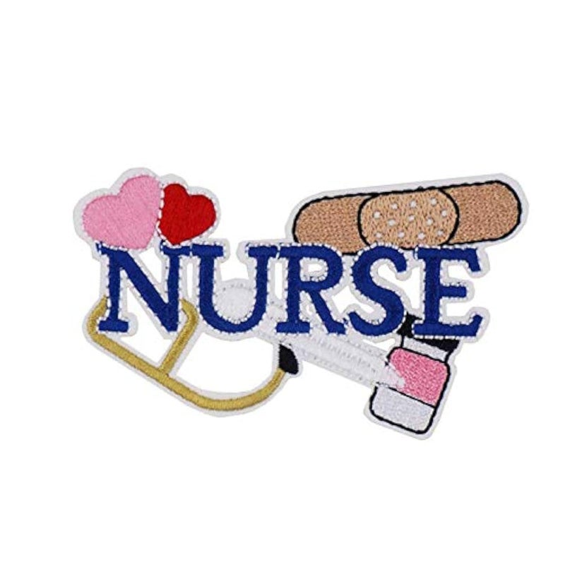 Cute-Patch Nurse First Aid Kit Heart Stethoscope Embroidered Iron on Patch - Image 1